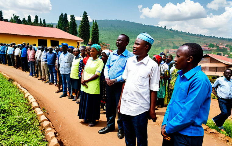 **
A community meeting in Kigali, Rwanda. People are listening to a government official discussing new road safety initiatives. The attendees are dressed in professional, modest clothing. The scene is outdoors, during the day, with a bright and optimistic atmosphere. Focus on the positive engagement of the community. Safe for work, appropriate content, fully clothed, professional, family-friendly, perfect anatomy, correct proportions, natural pose.
**