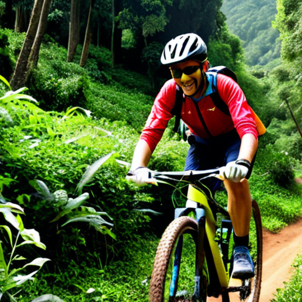 Gishwati Forest Adventure**
"A mountain biker fully clothed in professional cycling gear riding through a lush, green forest in Gishwati-Mukura National Park, Rwanda. Sunlight filters through the dense canopy. Perfect anatomy, correct proportions, natural pose, well-formed hands, proper finger count, safe for work, appropriate content, fully clothed, modest, family-friendly, professional photography, high quality."
**