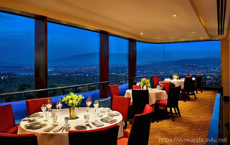 르완다 호텔 추천 - **Kigali Marriott Hotel - Urban Elegance at Night:**
"A wide-angle shot of the elegant, modern l...