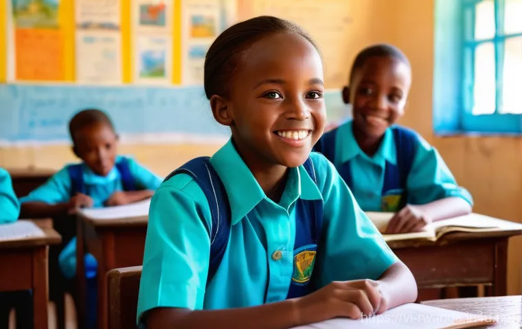르완다의 주요 역사 교육 프로그램 - **Prompt 1: "A vibrant and inclusive Rwandan elementary school classroom. Young students, boys and g...