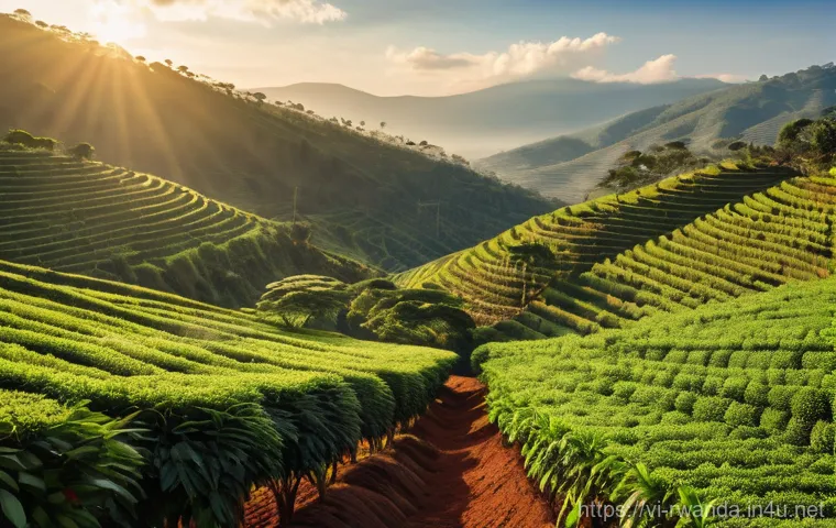 르완다의 주요 농업 협동조합 사례 - **Prompt 1: Rwandan Coffee Harvest Community**
A vibrant, sunlit scene depicting a group of Rwan...