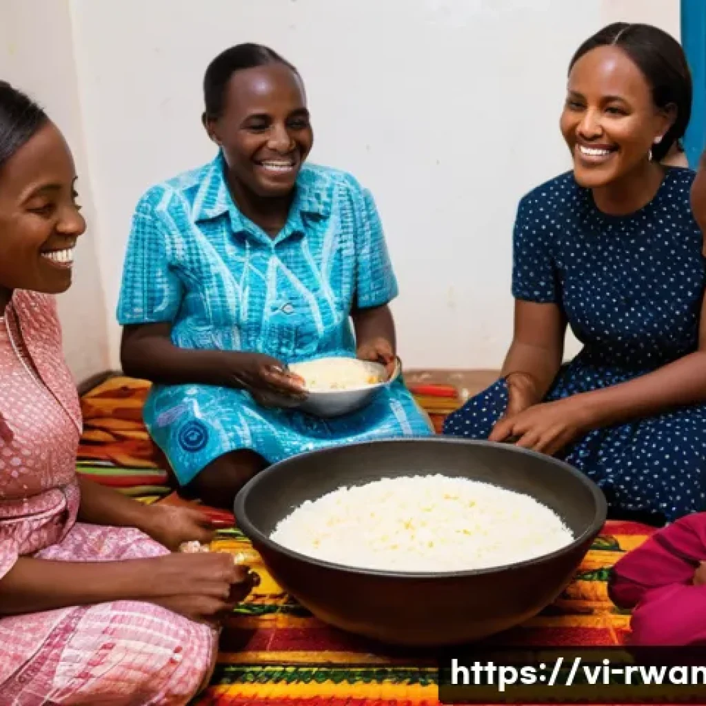 르완다 민속 음식 요리법 - **A traditional Rwandan family meal featuring Ugali and Isombe.**
* **Prompt:** "A vibrant, wa...