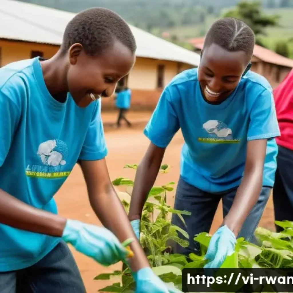 르완다의 주요 문화 정책 - **Prompt 1: Umuganda Community Spirit**
A vibrant, wide-angle shot depicting a cheerful communit...