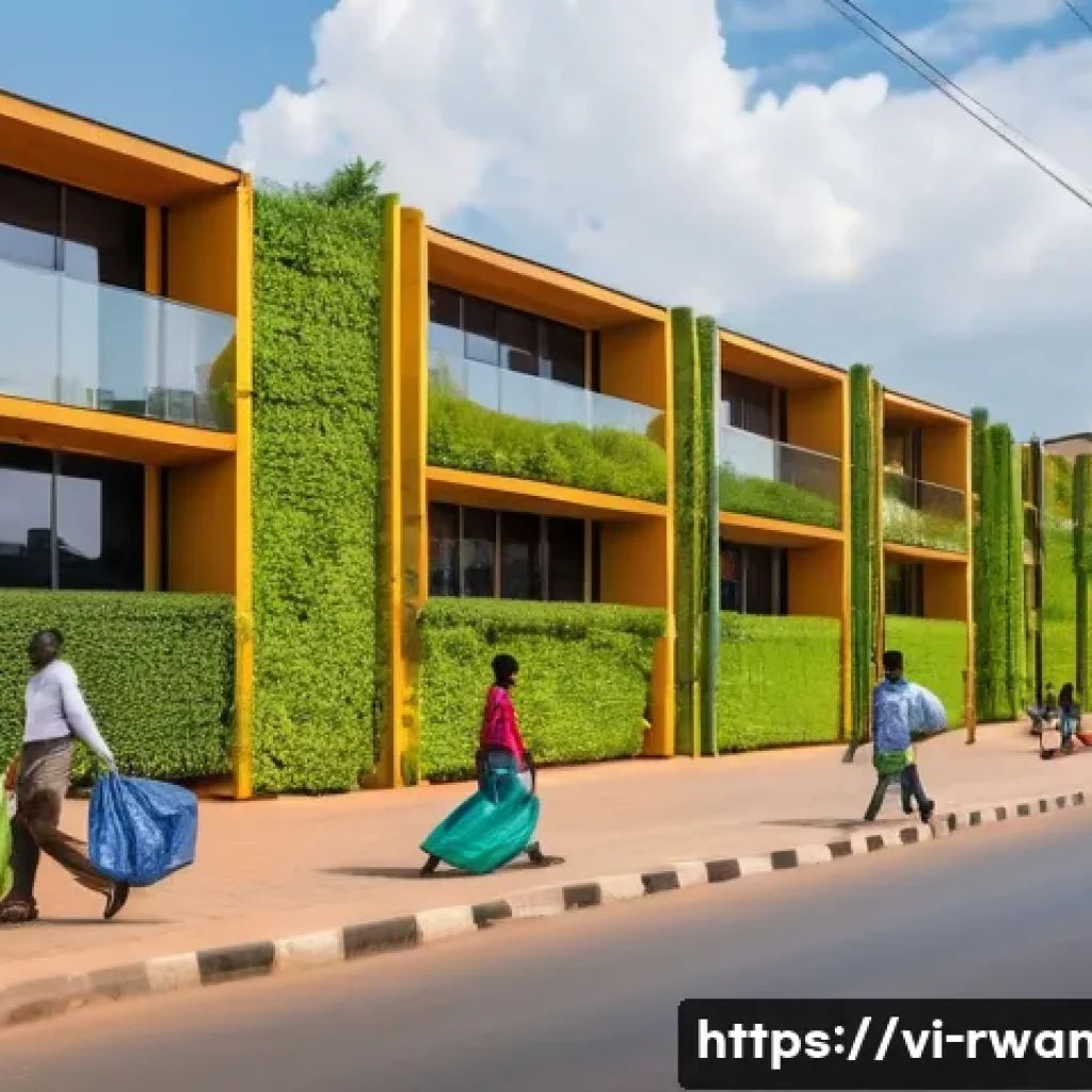 르완다의 지역 경제 활성화 - **Prompt:** A vibrant, clean street scene in Kigali, Rwanda, showcasing its "no plastic bag" culture...