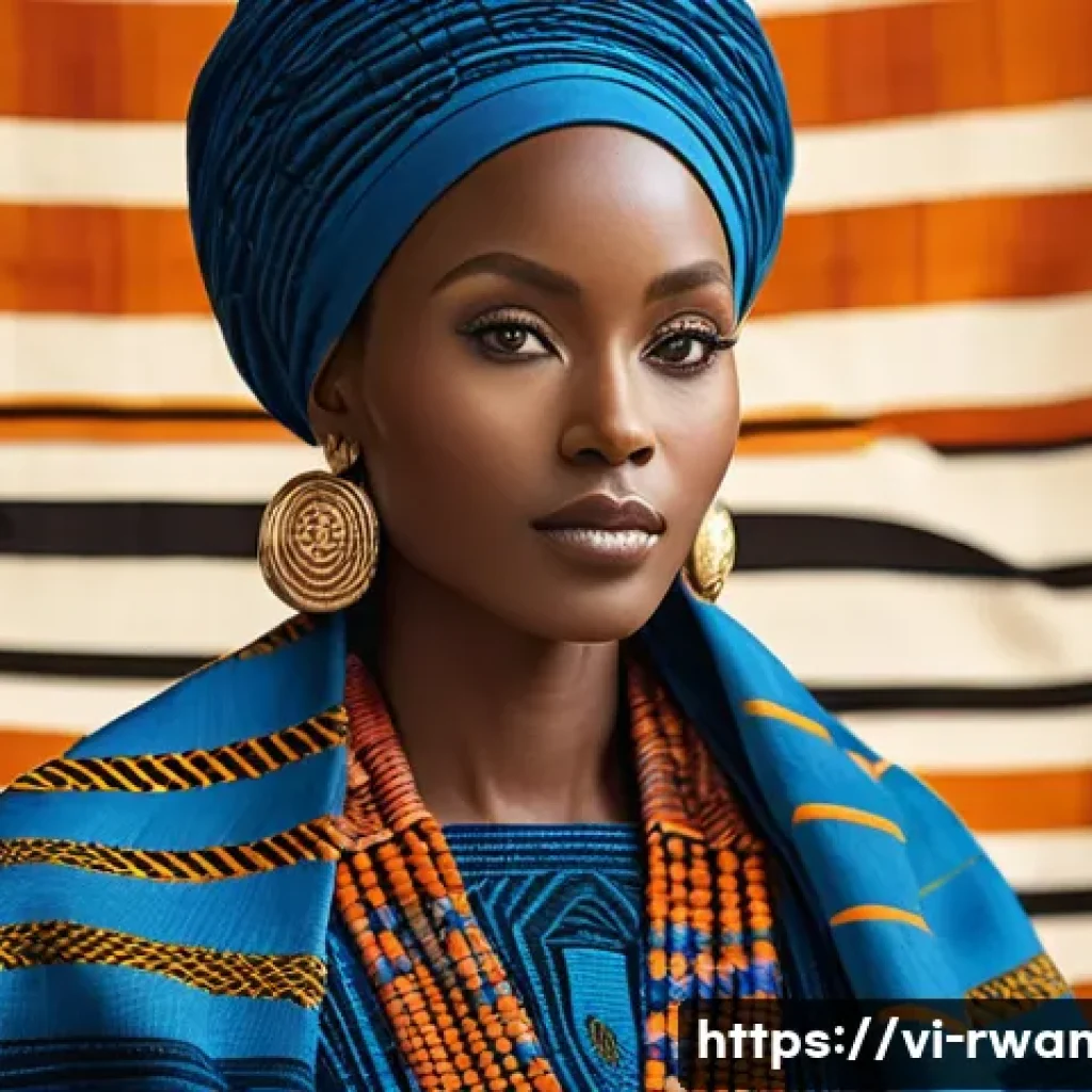 르완다 전통 직물의 글로벌 홍보 전략 - A vibrant close-up of traditional Rwandan fabric showcasing intricate handwoven cotton textures and ...