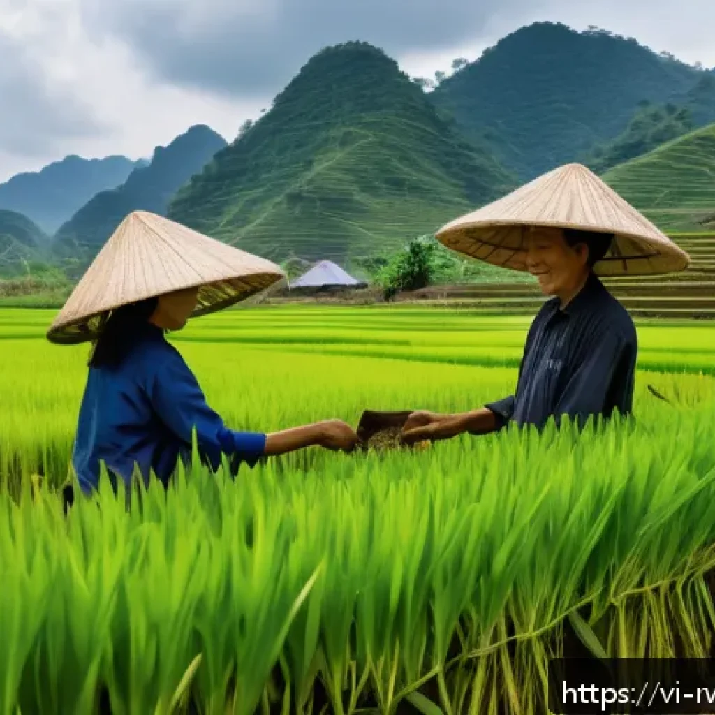 르완다와 국제 NGO 활동 - A vibrant rural community scene in Vietnam showcasing sustainable agriculture practices: local farme...