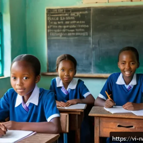 Home 32 르완다의 주요 사회문제 분석 - A rural Rwandan classroom scene showing a diverse group of schoolchildren wearing modest school unif...